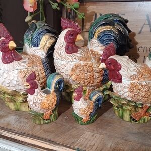 Vintage, 1990s, China, Jay Imports, Farmhouse Style, Ceramic Rooster Coo